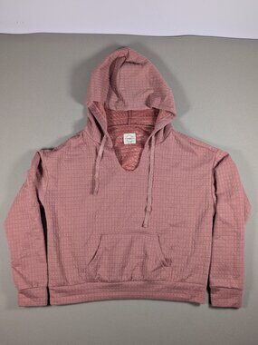Women's One Step Up Waffle Pattern Pink Hoodie Size L